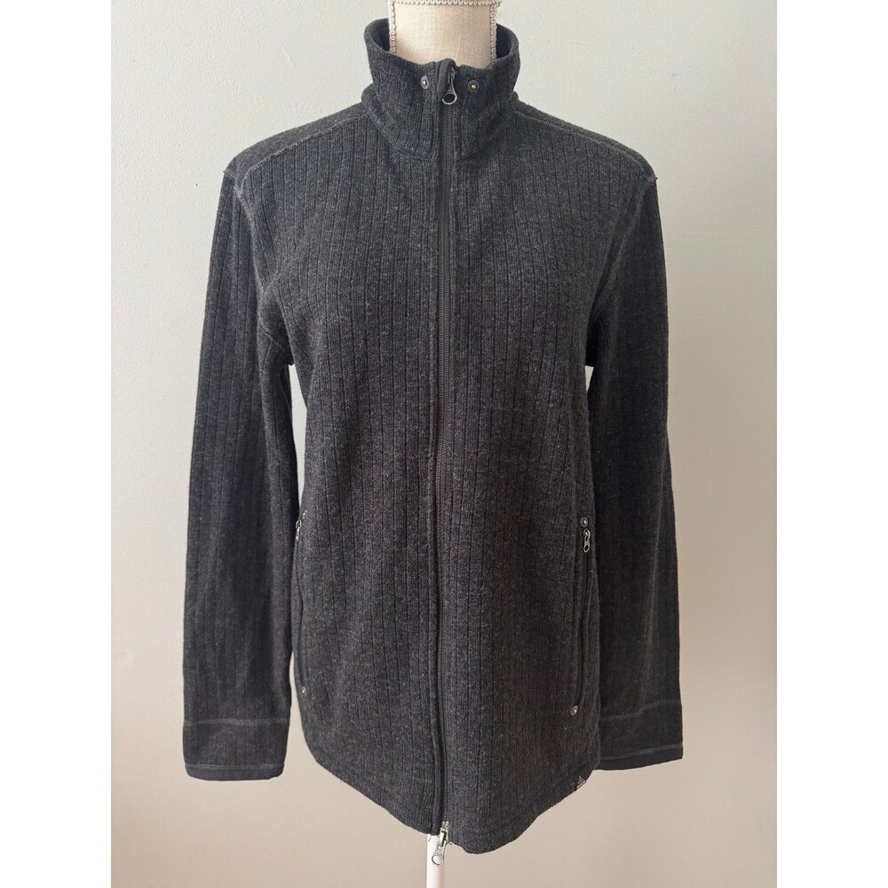 PrAna Men’s Barclay Sweater in Charcoal Gray Wool Blend Outdoors Thermal Sz M